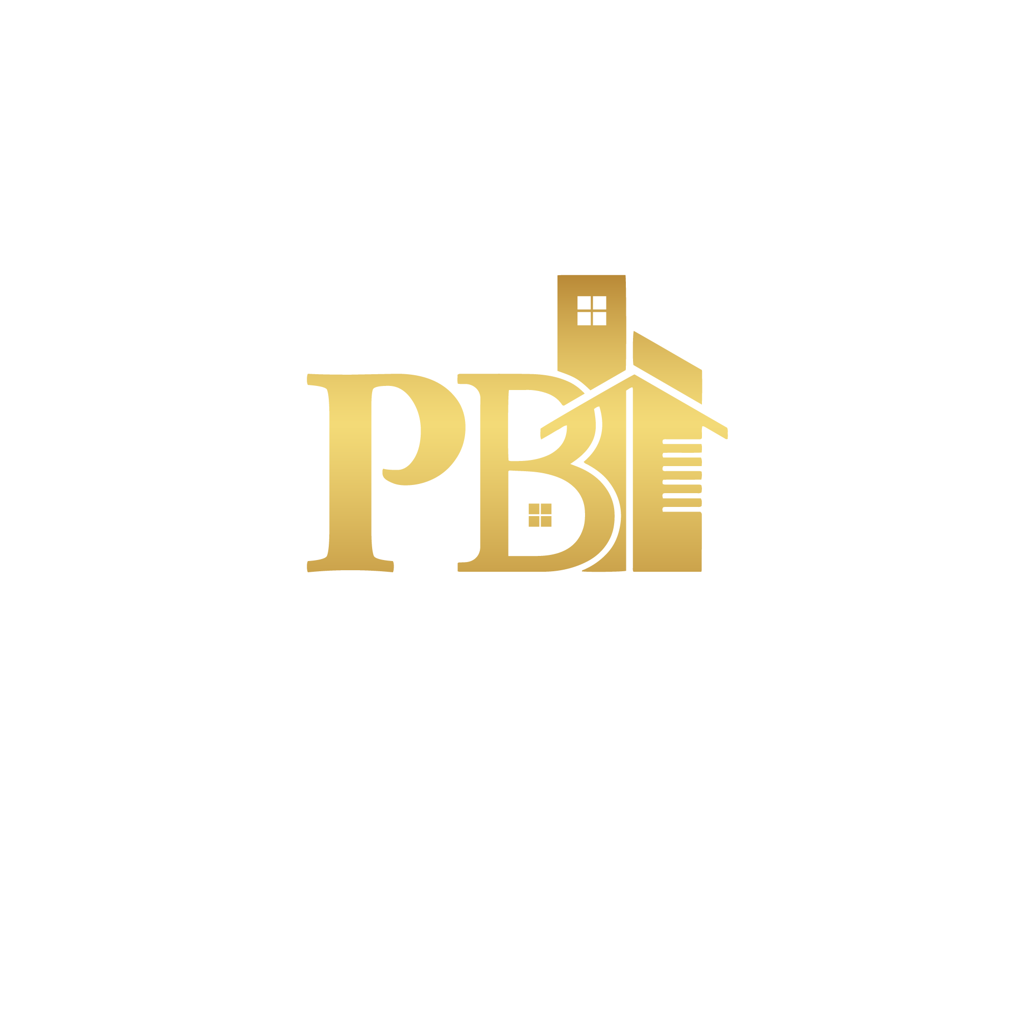 PARAMOUNT BUILDS PNG LOGO - PB WRITING LARGE WRITING IN GOLD BLENDED WITH A HIGH RISE HOUSES